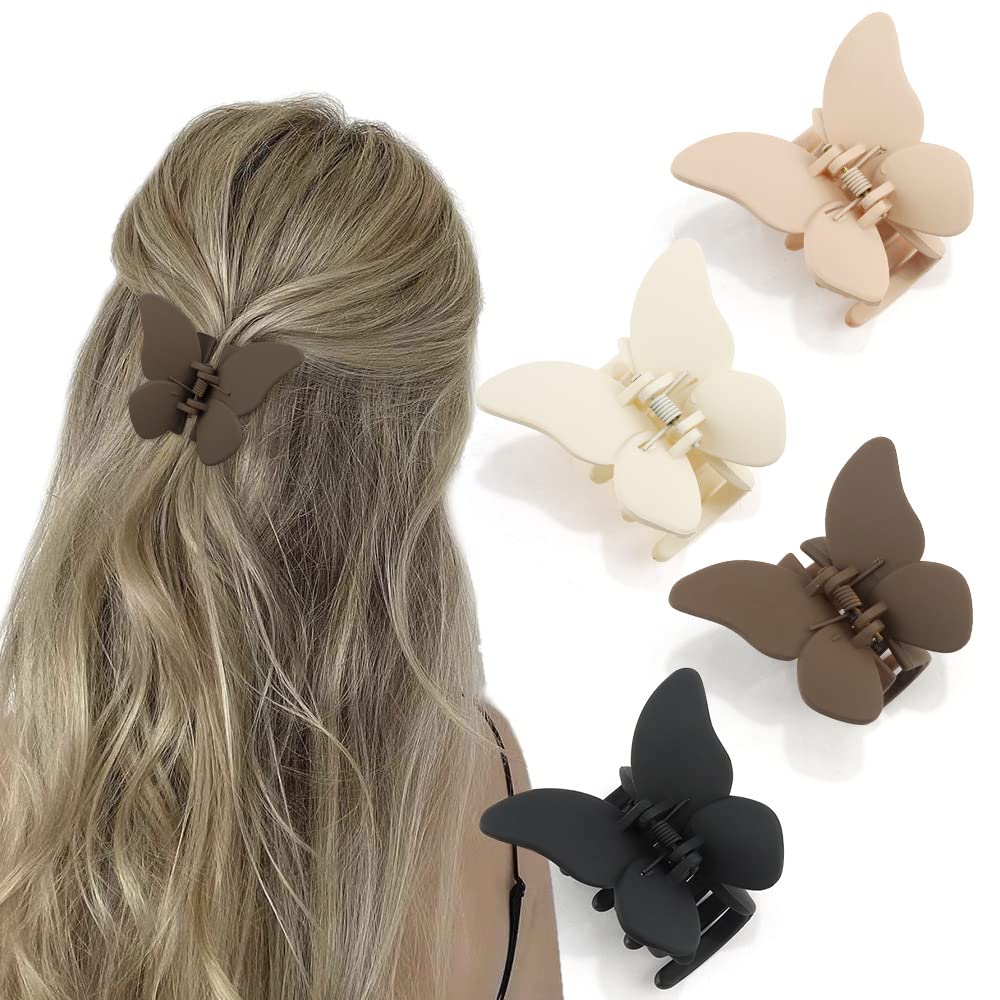 Atoden ganchos de pelo mariposa, cuatro piezas, agarre antideslizante para peinado suave.