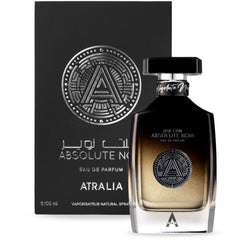 Atralia Absolute Noir: botella citrico en primer plano para despertar energía diaria.