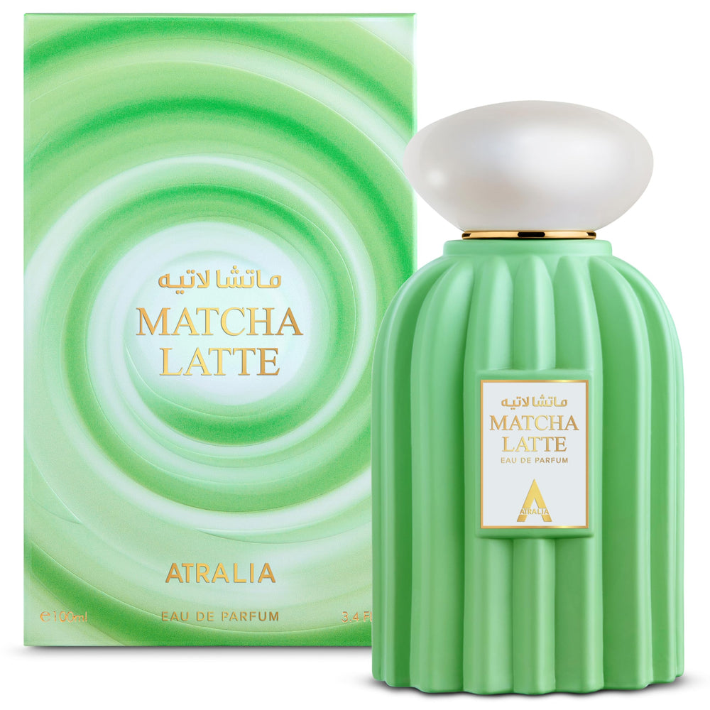 Atralia Matcha Latte, frasco vertido, aroma cremoso para uso diario.