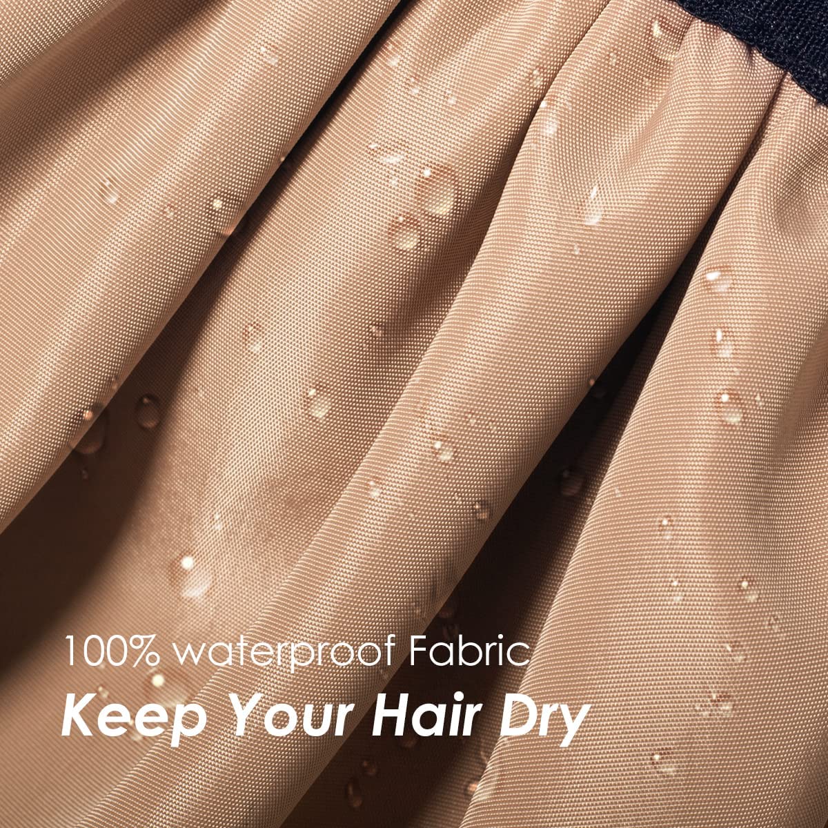 Capa exterior impermeable de Auban mantiene el cabello seco al ducharte.