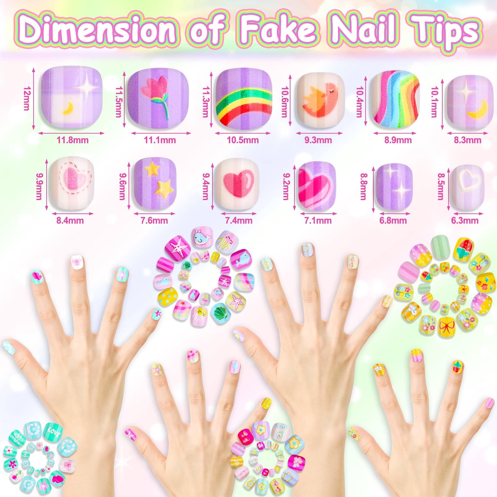 Audab uñas mini autoadhesivas con copos de nieve, toque festivo
