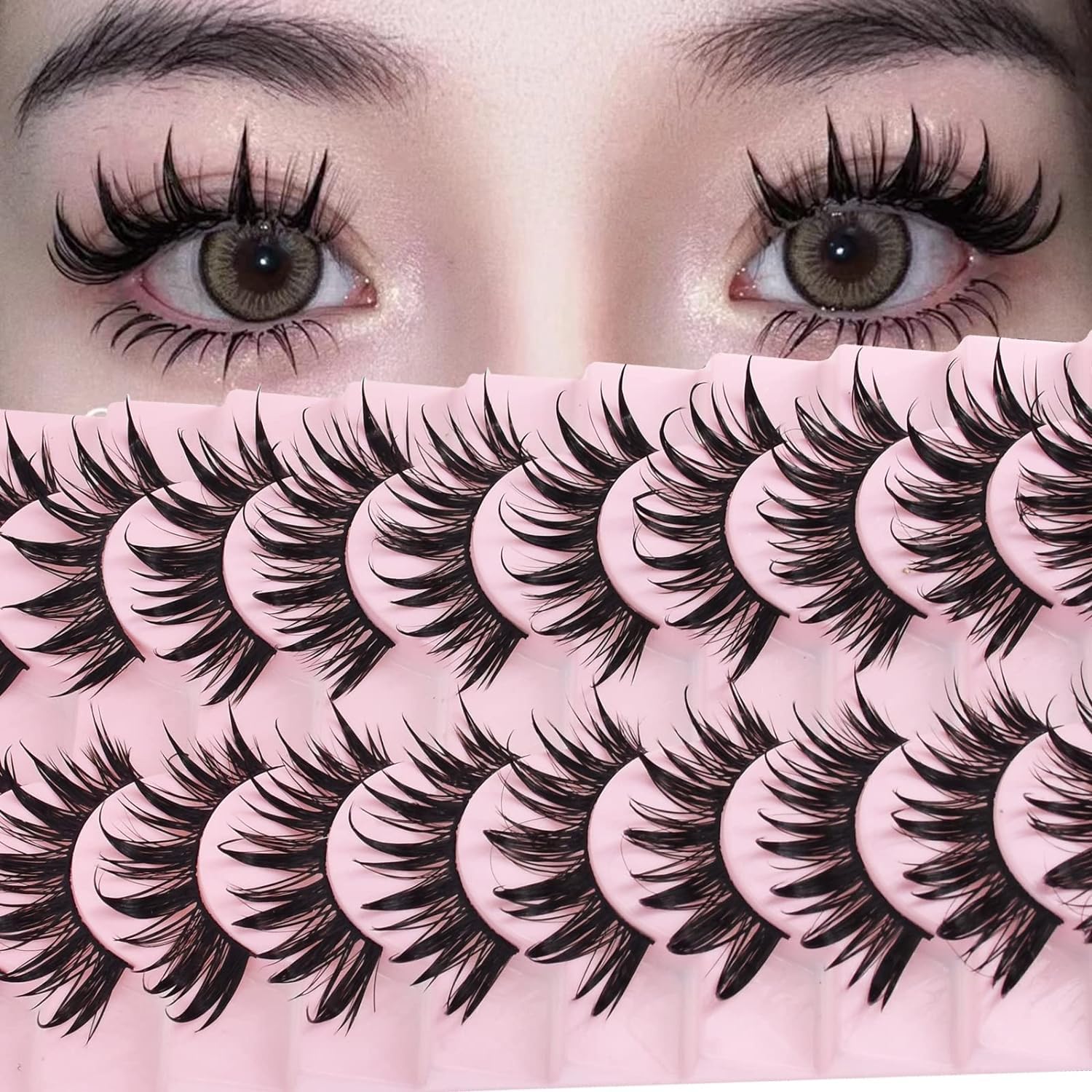AUGENLI 16mm cosplay lashes blend naturally with your real lashes.