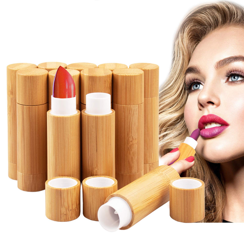 AUHOKY tubo de bambú para labial con exterior natural y sostenible