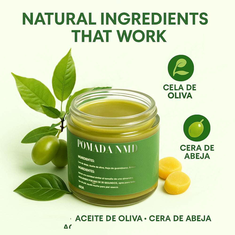 Pomada NMD de Aultink con aceite de oliva, textura cremosa para aplicar.
