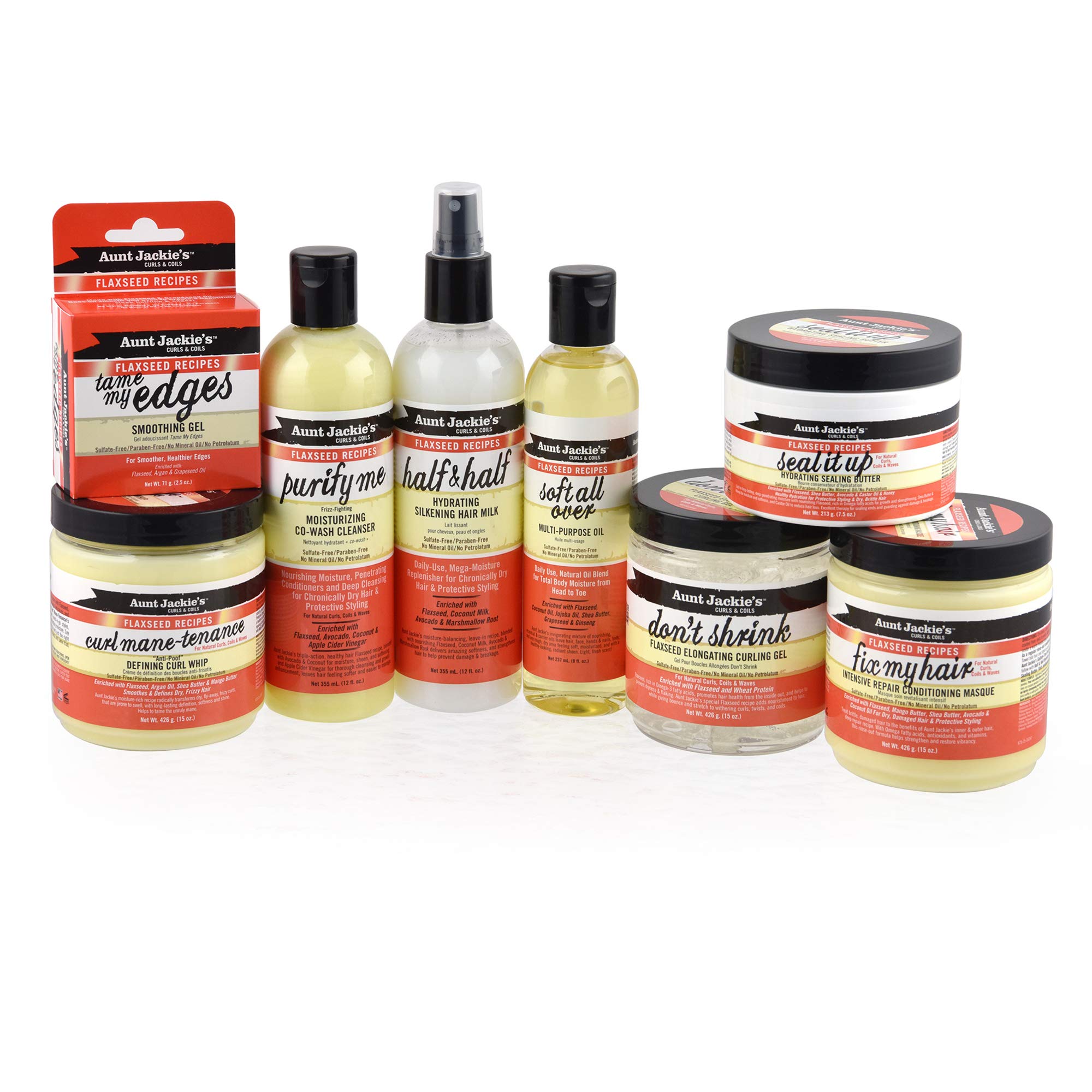 Sellado de puntas con Aunt Jackie's Seal It Up para prevenir quiebre y frizz.