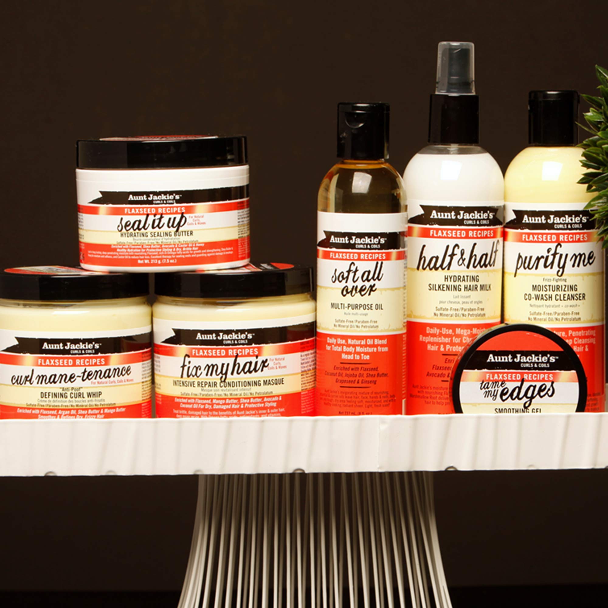 Uso diario para cabello protegido e hidratado con Aunt Jackie's Seal It Up.