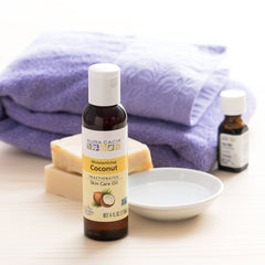 Aura Cacia Aceite fraccionado de coco, suero capilar para brillo natural.