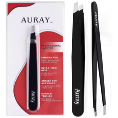 Pinzas Auray para cejas con punta angulada para precisión.