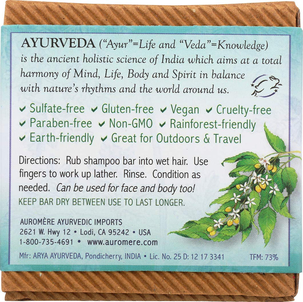 Barra Auromere con Neem para cuidado capilar natural.