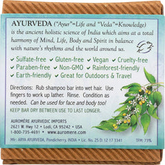 Barra Auromere con Neem para cuidado capilar natural.