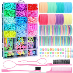 Auroray elásticos para pelo coloridos, ideales para peinados diarios de niñas.