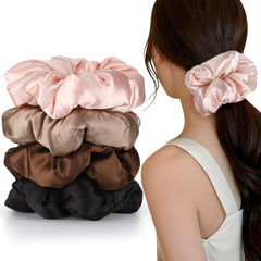 Auroray scrunchies satin-grandes para cabello grueso, sujeción firme sin dañar.