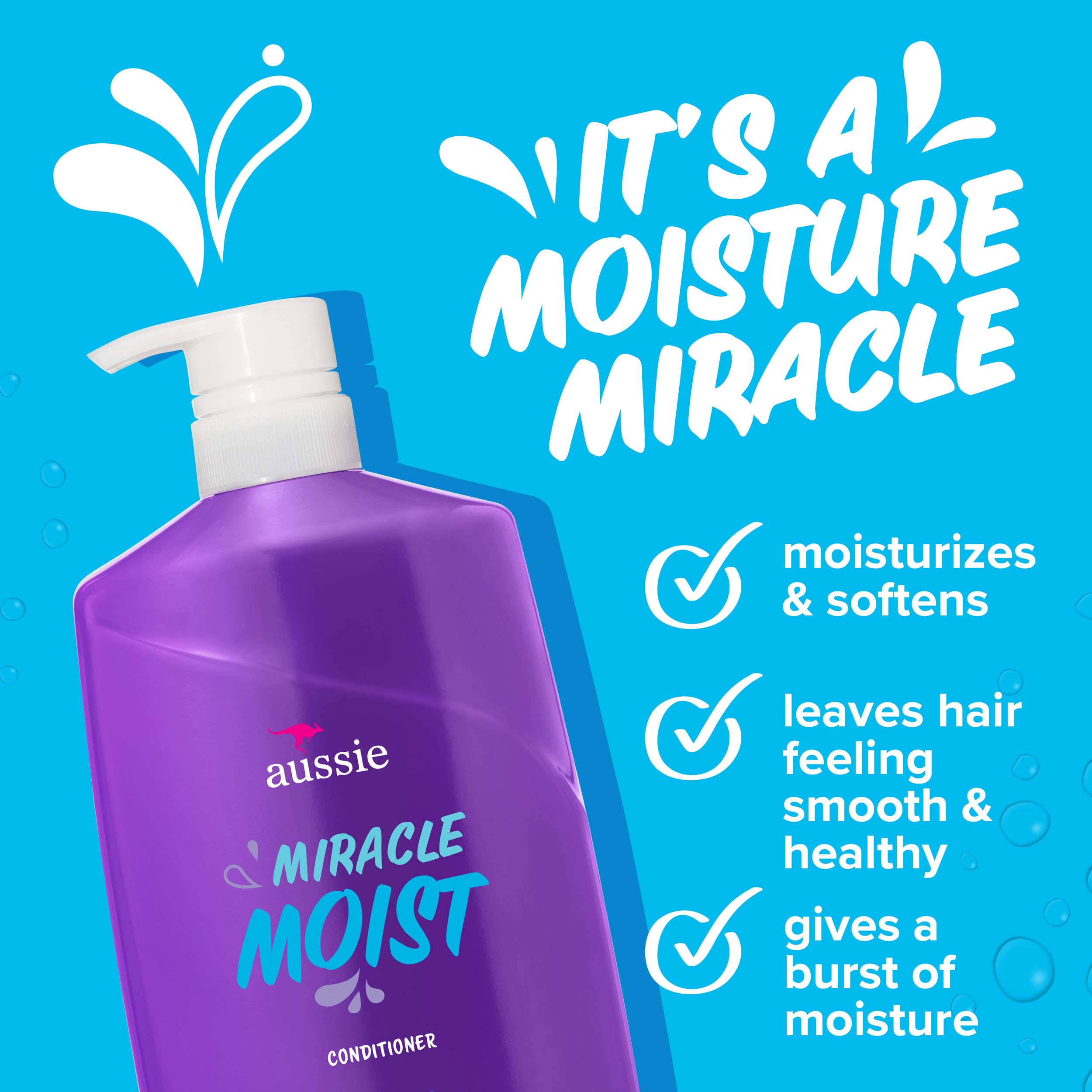 Aussie Miracle Moist textura cremosa que facilita peinar y suaviza el cabello