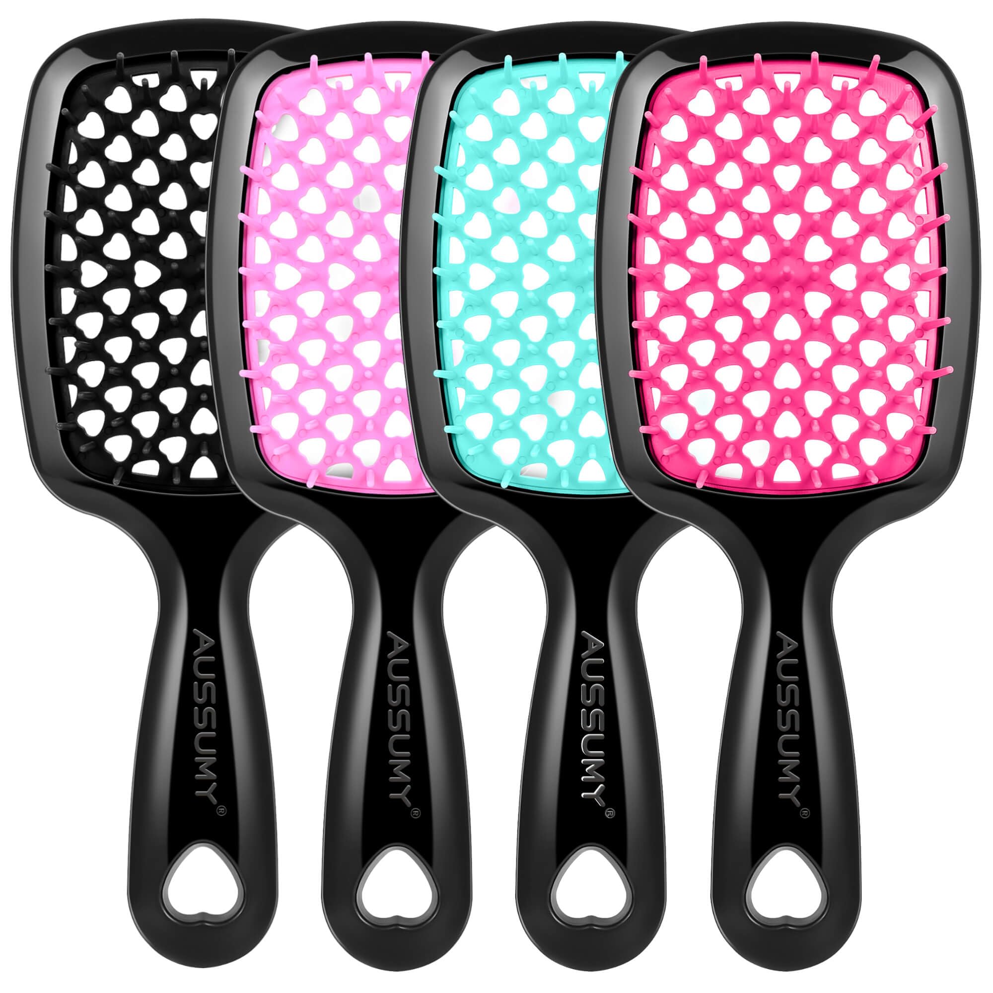 Aussumy 4-pack cepillos desenredantes con diseño hueco para desenredar con suavidad.
