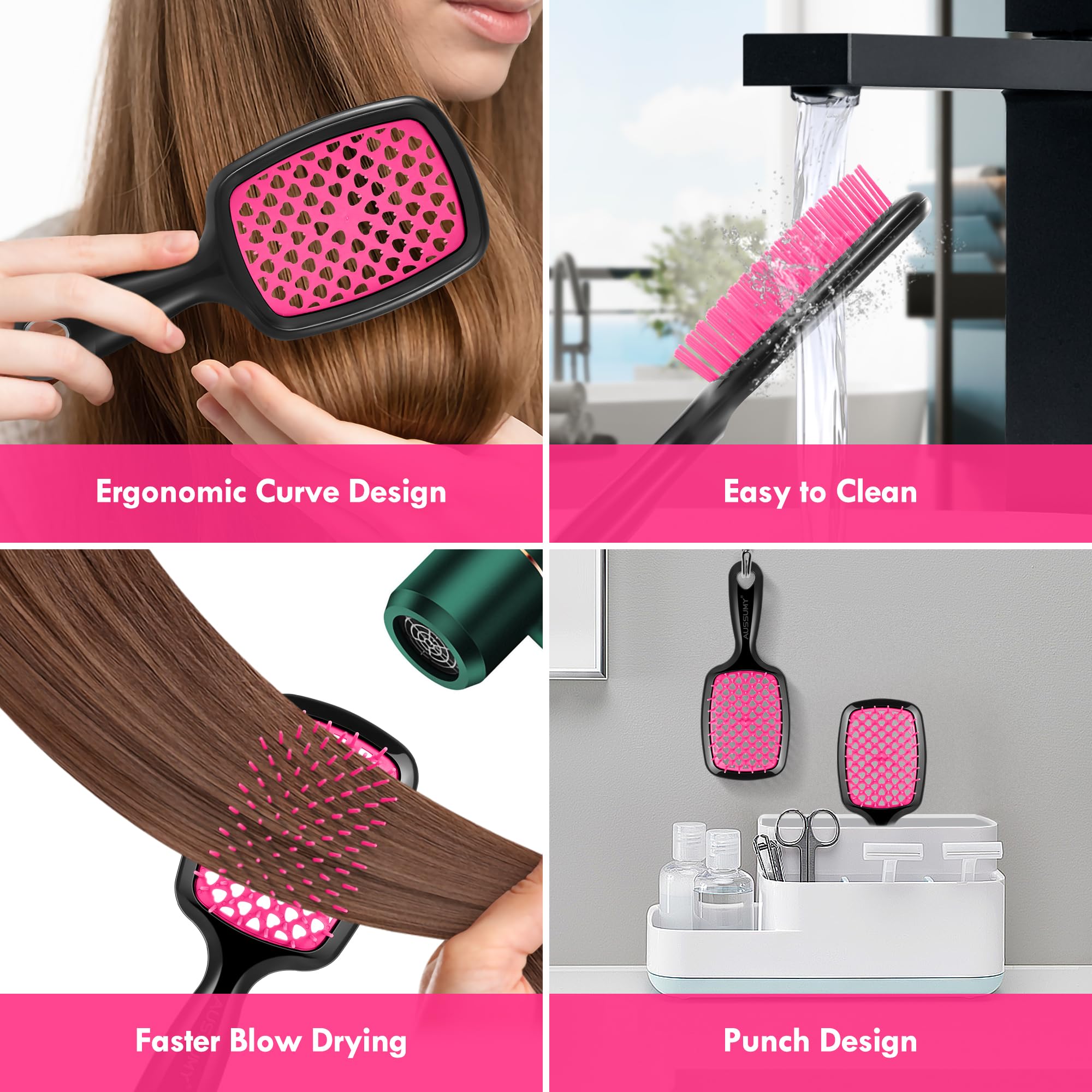 Aussumy cepillos livianos permiten mejor flujo de aire y menos frizz.