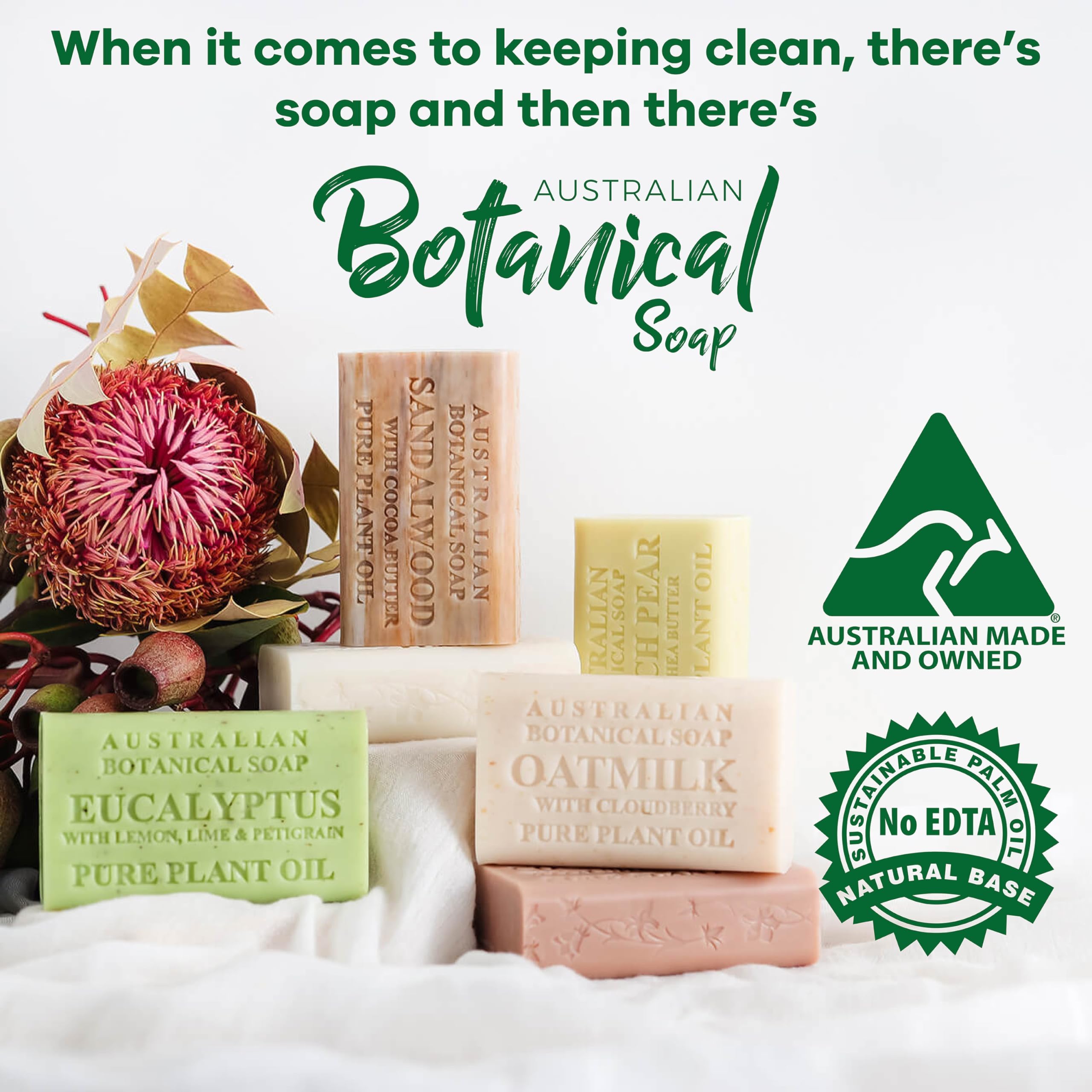 Australian Botanical Soap – Litchi rose et extrait de papaye, fragrance éclatante.