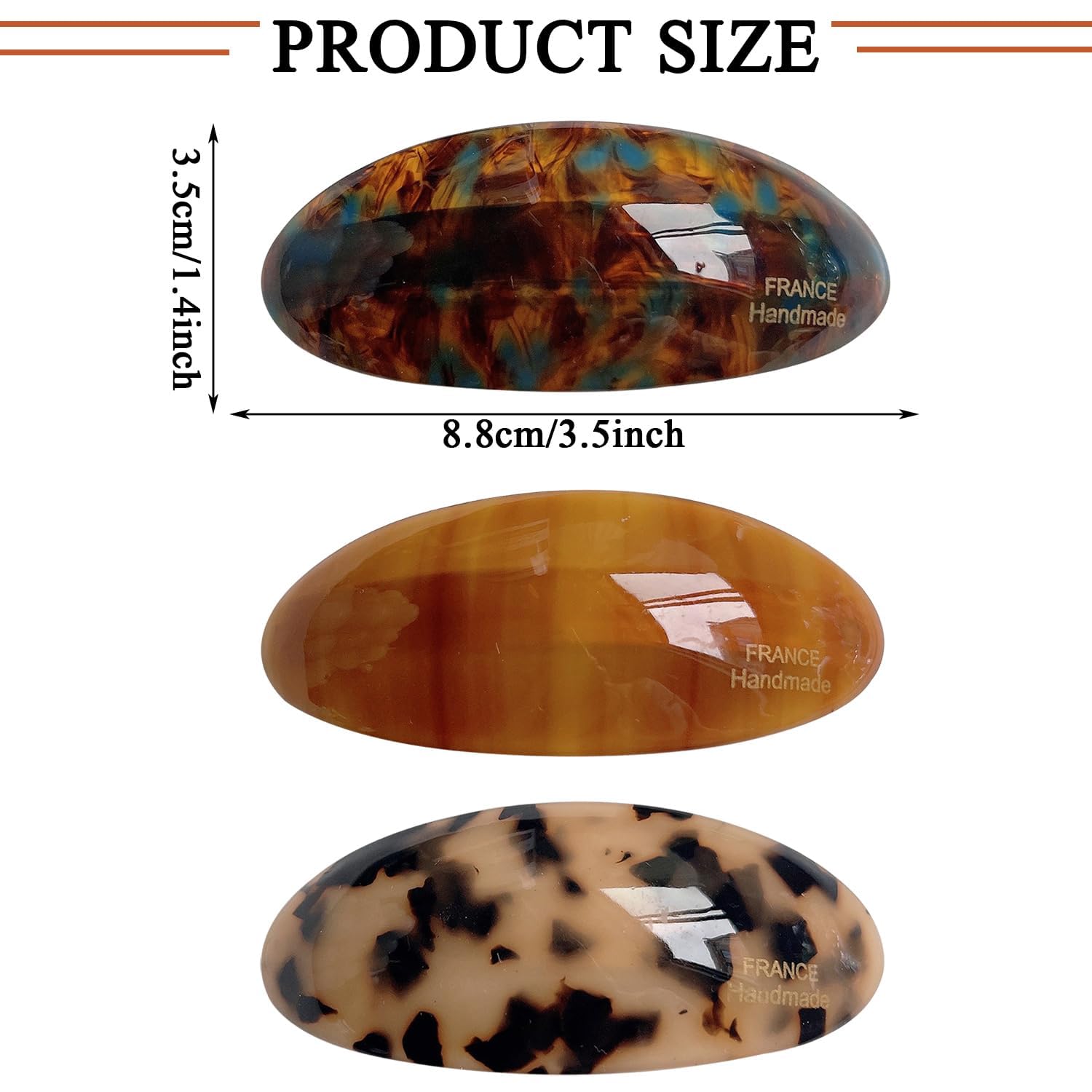 Auswalar barrette acetato largo, ideal para pelo grueso que necesita sujeción estable.