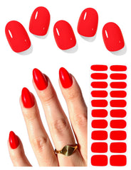 AutyaMee gel tiras semicuradas con acabado brillo rojo para look de verano.