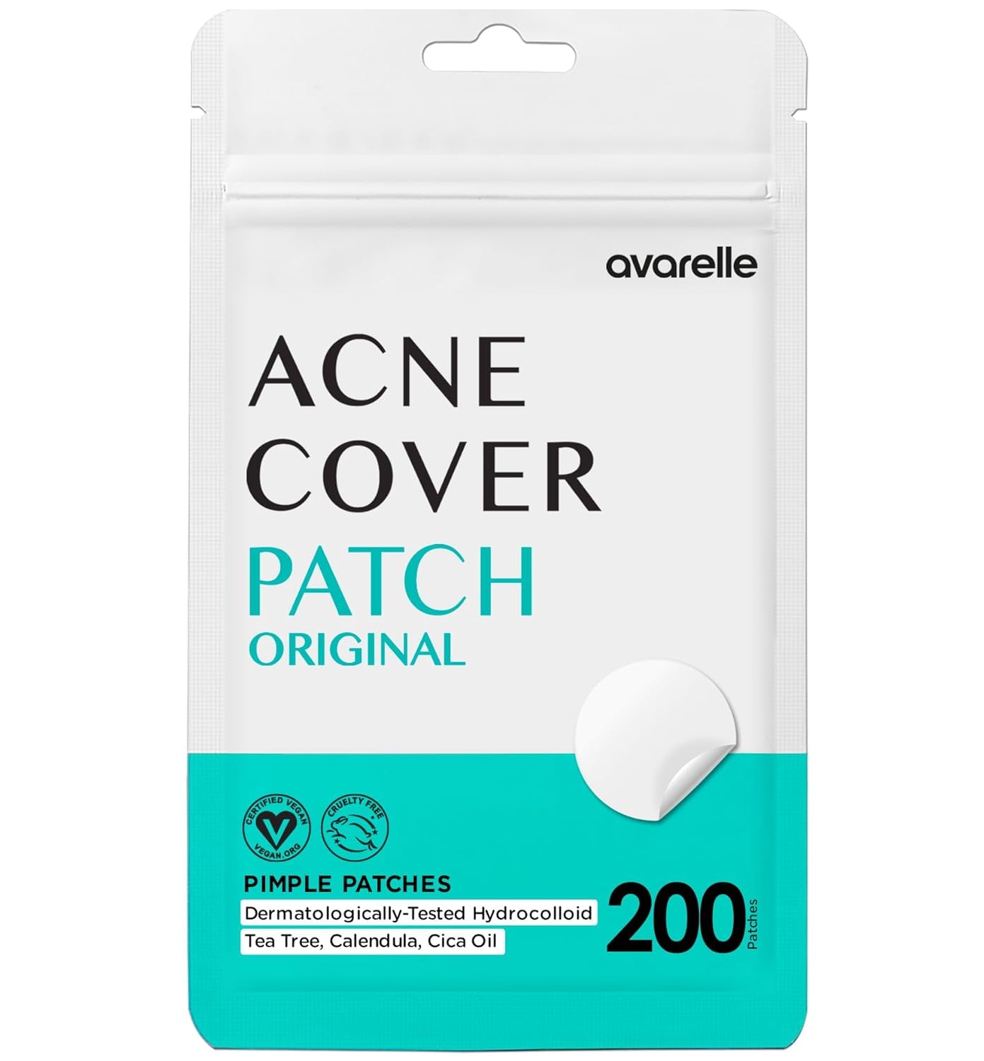 AVARELLE parche acne rostro traslúcido, cobertura discreta para el día.