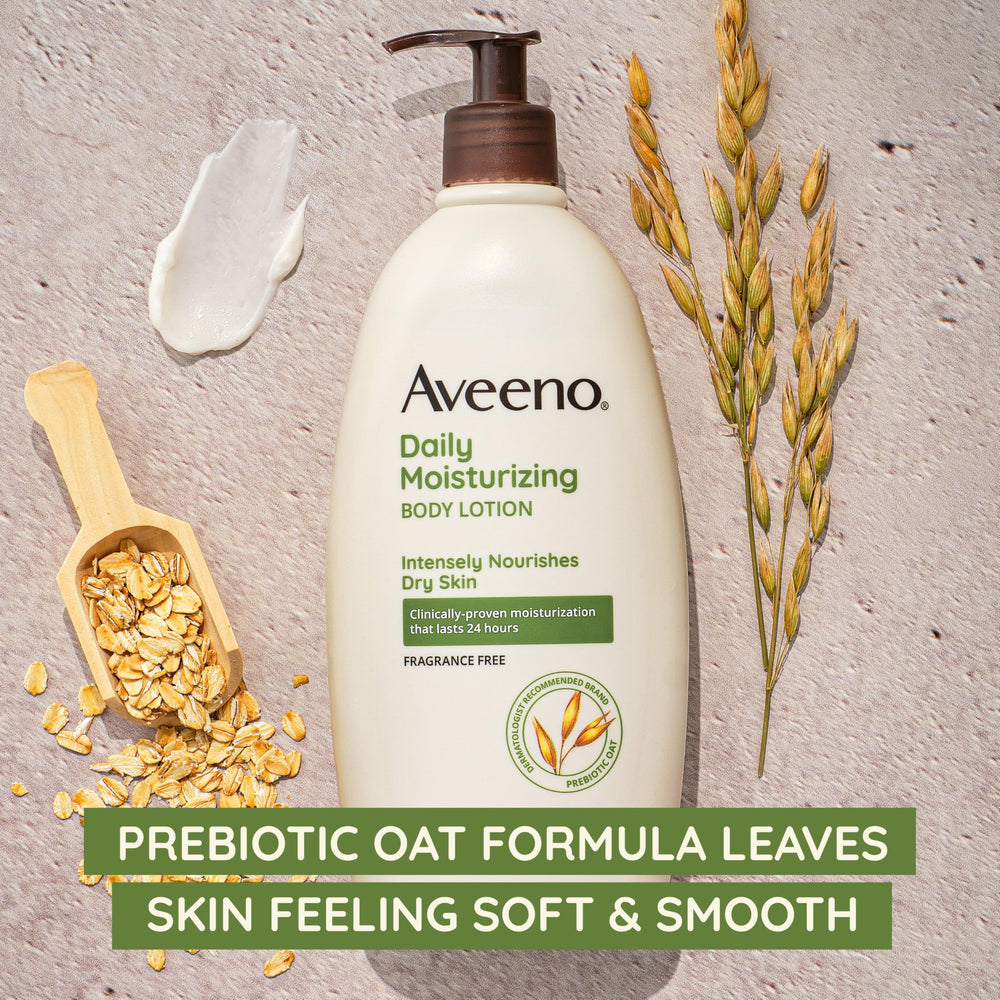 Aveeno textura ultra ligera sin fragancia para comodidad de la piel.
