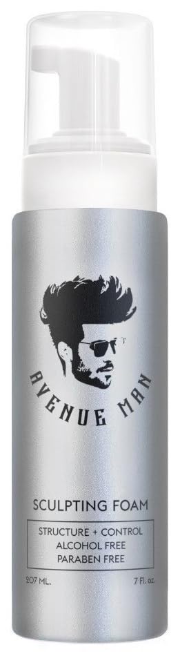 Avenue Man espuma modeladora para hombre, frasco de 7 onzas, aporta volumen ligero.