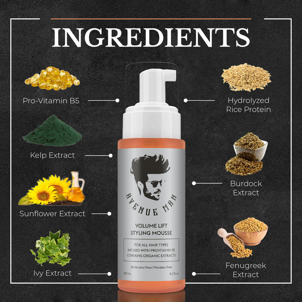 Avenue Man Volume Lift Mousse styling session highlighting defined, movable texture.