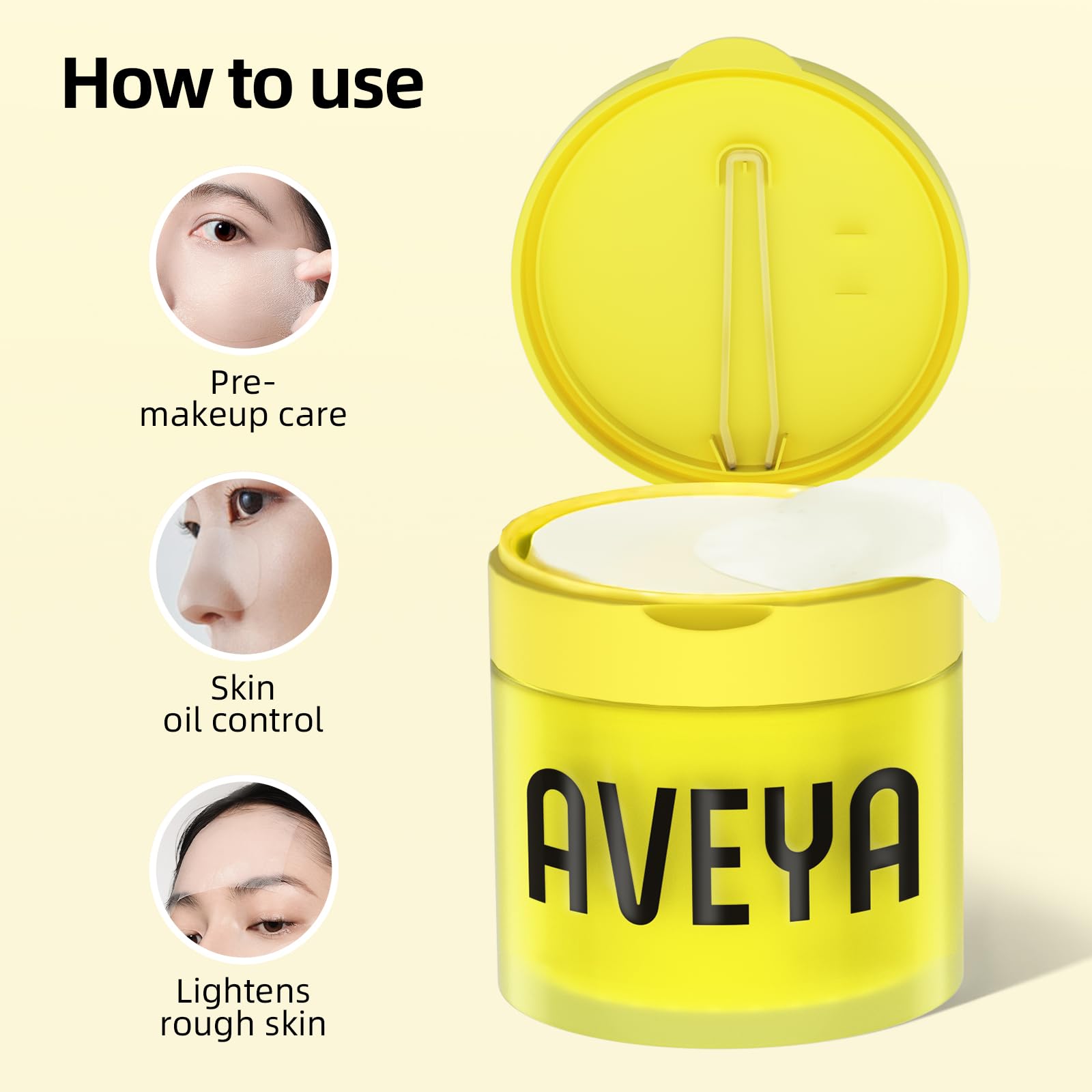 AVEYA aplicación parches rostro, aplicación rápida y suave.