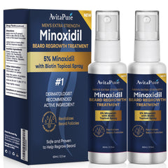 AVITAPURE envase de aceite Minoxidil 5% para barba, apoyo al crecimiento.