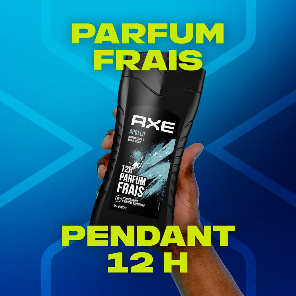 AXE Apollo gel de ducha, textura lujosa y sensorial para duchas placenteras.