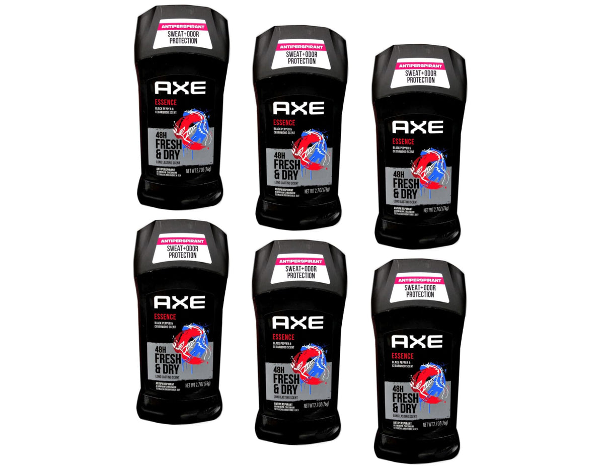 AXE Essence Dry, empaque frontal, frescura duradera y protección antitranspirante todo el día.