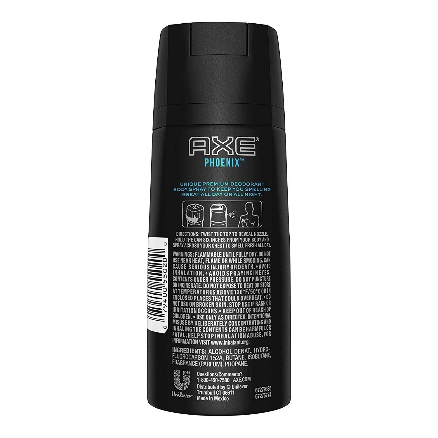 AXE Phoenix notas de madera y fruto para una presencia duradera.