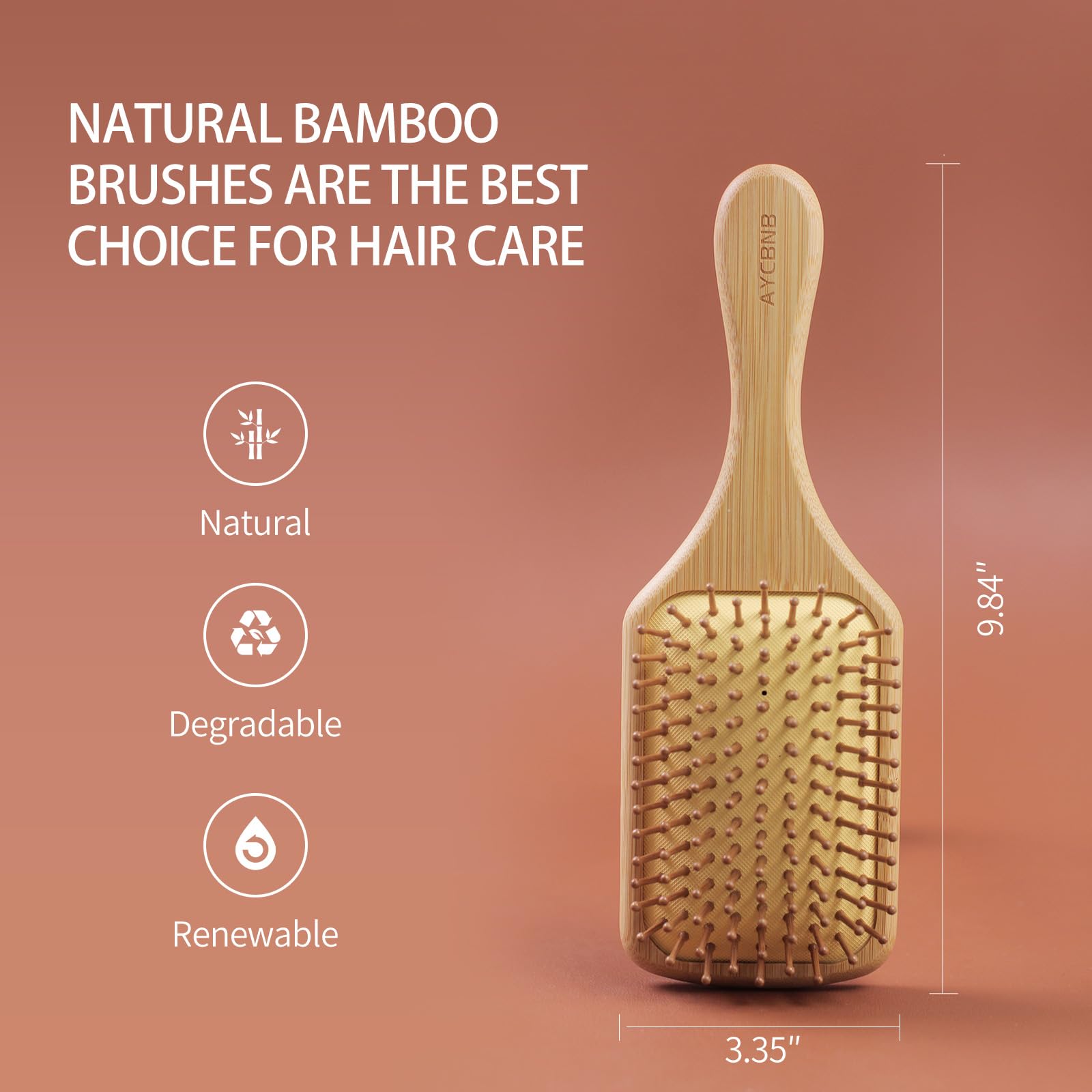 AYCBNB cepillo de bambú suave para distribuir aceites del cuero cabelludo y equilibrar el cabello.