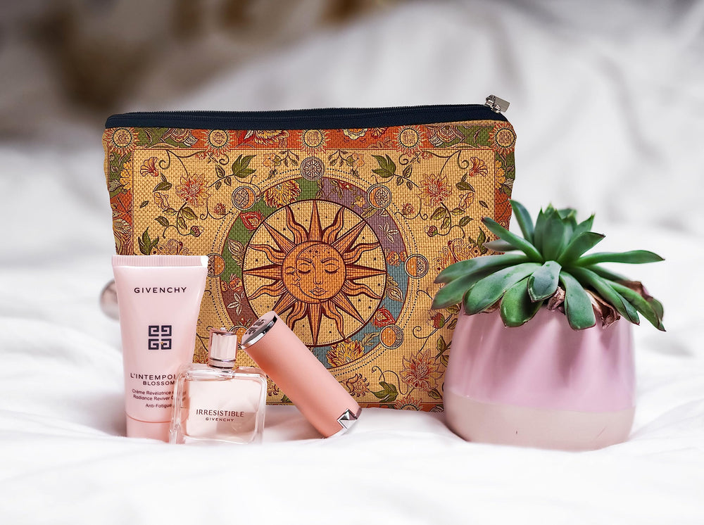 Ayxvt bolsa maquillaje lino diseño doble cara, duradera y práctica.