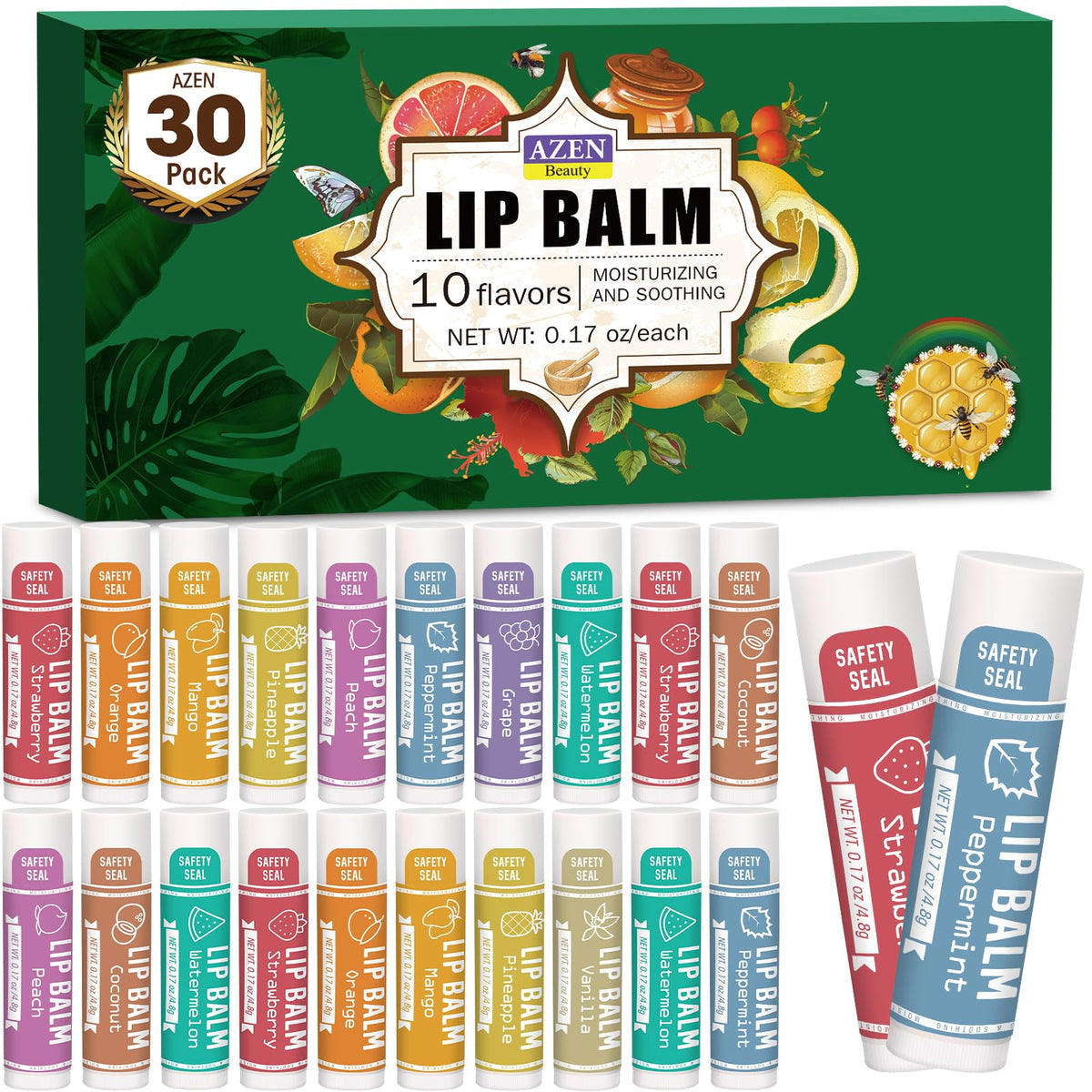 AZEN bálsamo labial pack 30 unidades para labios suaves
