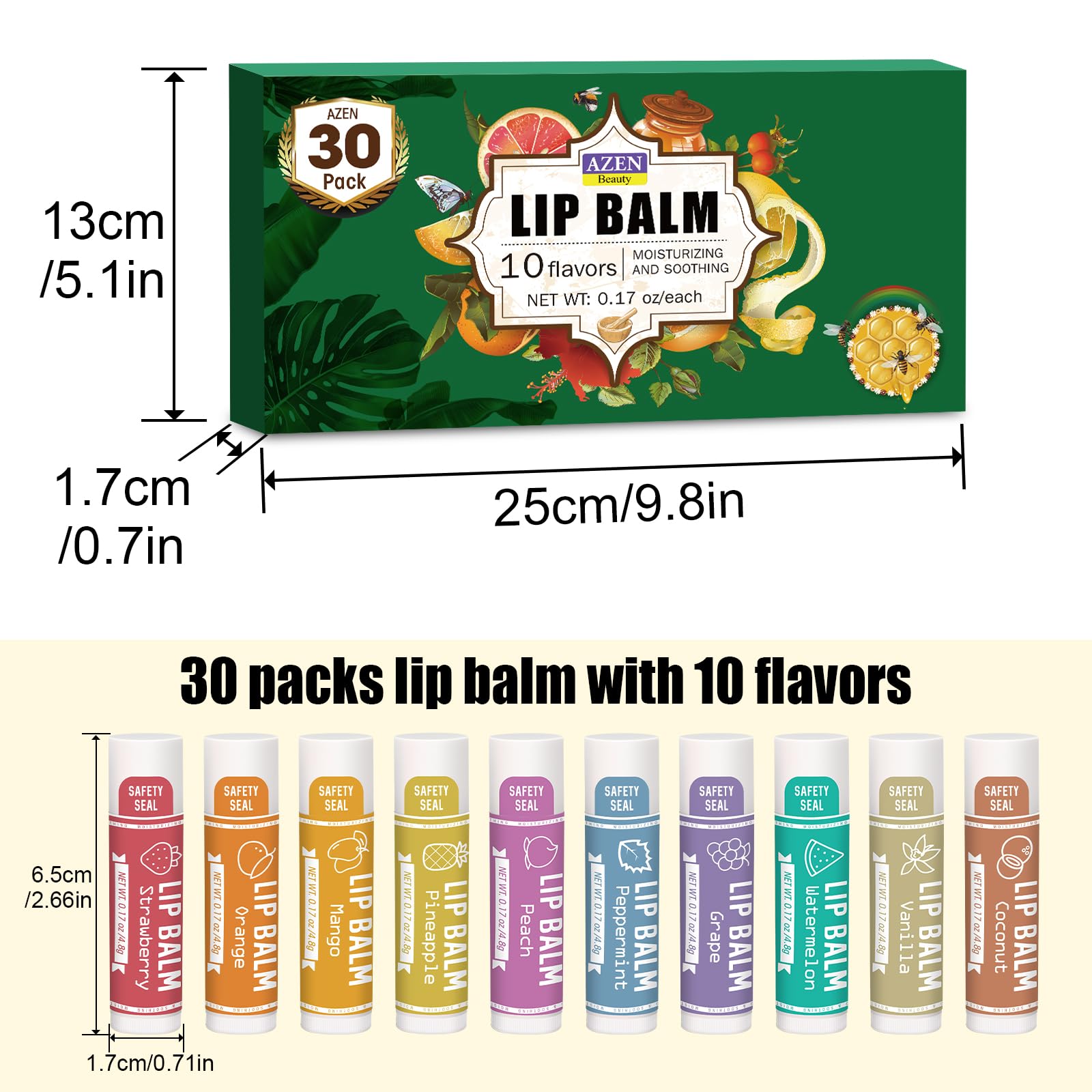 AZEN bálsamo labial sabor vainilla, sensación calmante