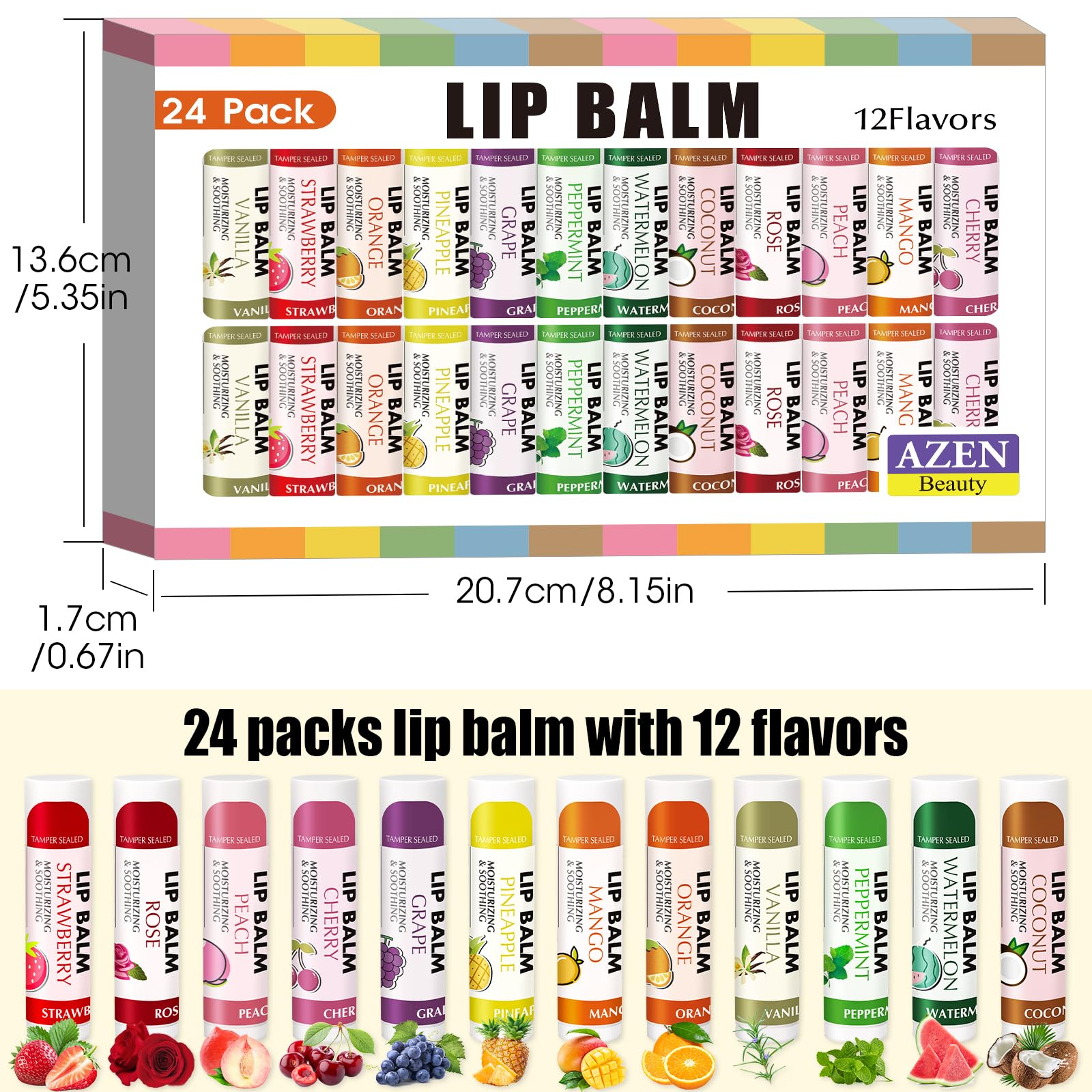 AZEN bálsamo labial sabor mango, textura suave.