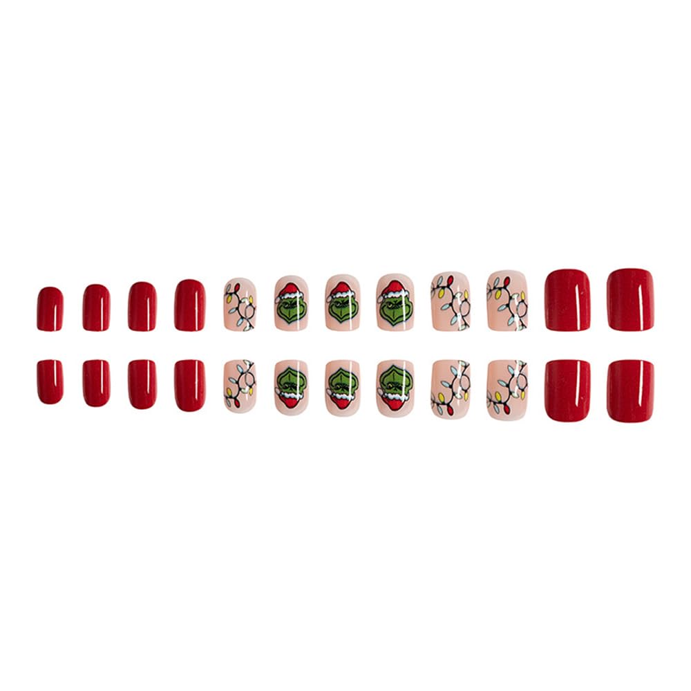 AZTSYT uñas navideñas con farol rojo brillante para ocasiones especiales