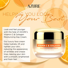 Azure Cosmetics crema facial Vitamina C y Colágeno, efecto luminoso suave para la piel.