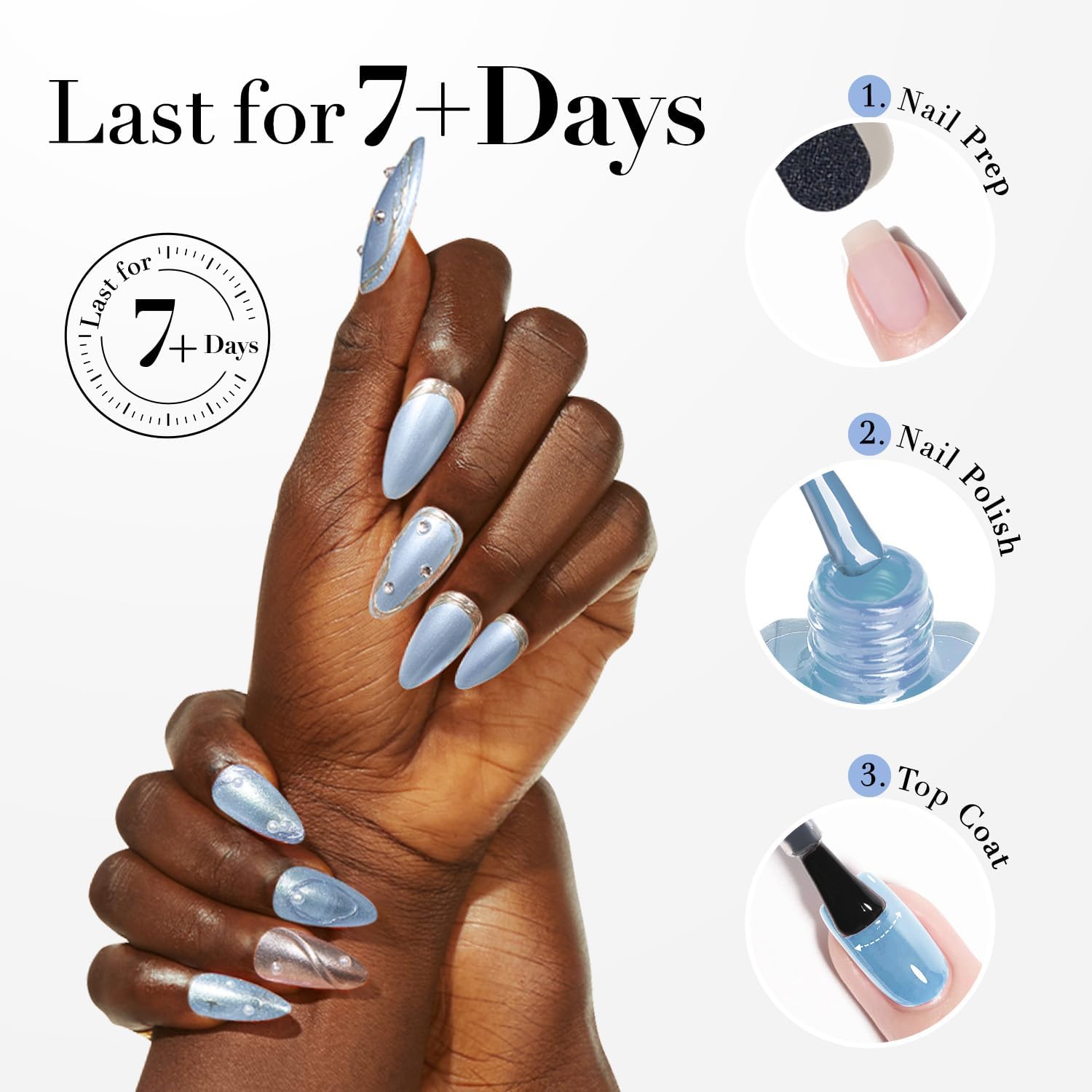 AZUREBEAUTY Esmalte Celestial Azul, dura hasta 7 dias con cuidado adecuado.