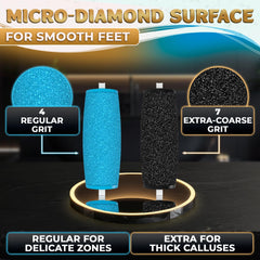 Cabezales de rodillo AZZORI con micro-diamantes para eliminar piel áspera eficazmente.