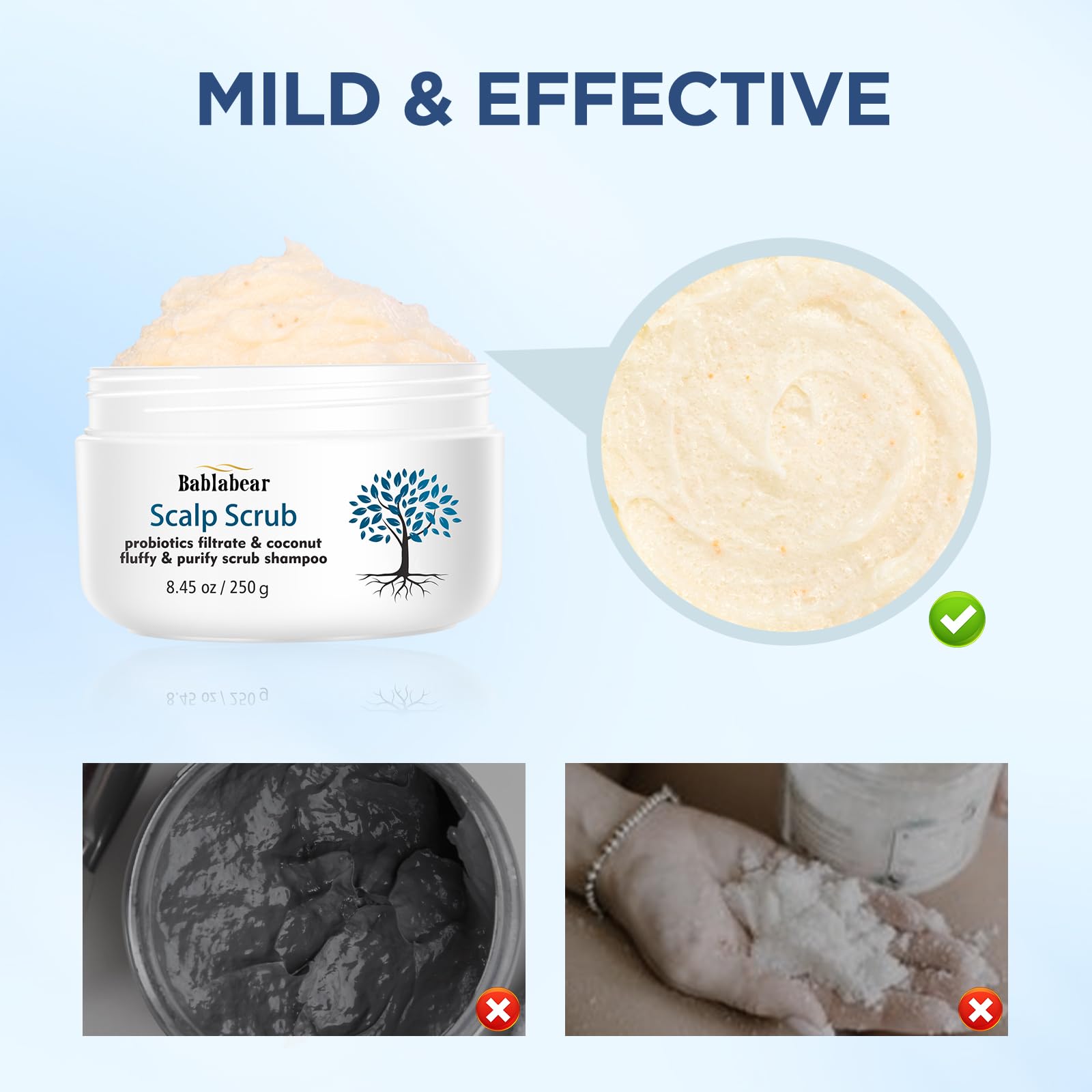 Bablabear Scalp Exfoliator Scrub closeup texture reveals gentle exfoliation