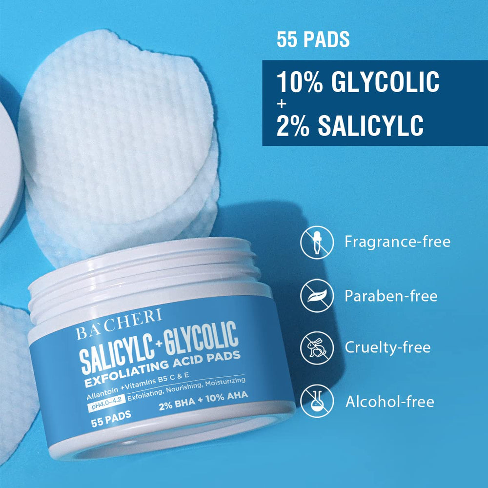 BACHERI tiras exfoliantes con ácido salicílico al 2% para controlar grasa y poros.