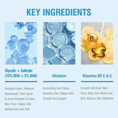 BACHERI tiras exfoliantes con vitaminas B5, C y E para hidratación y vitalidad.