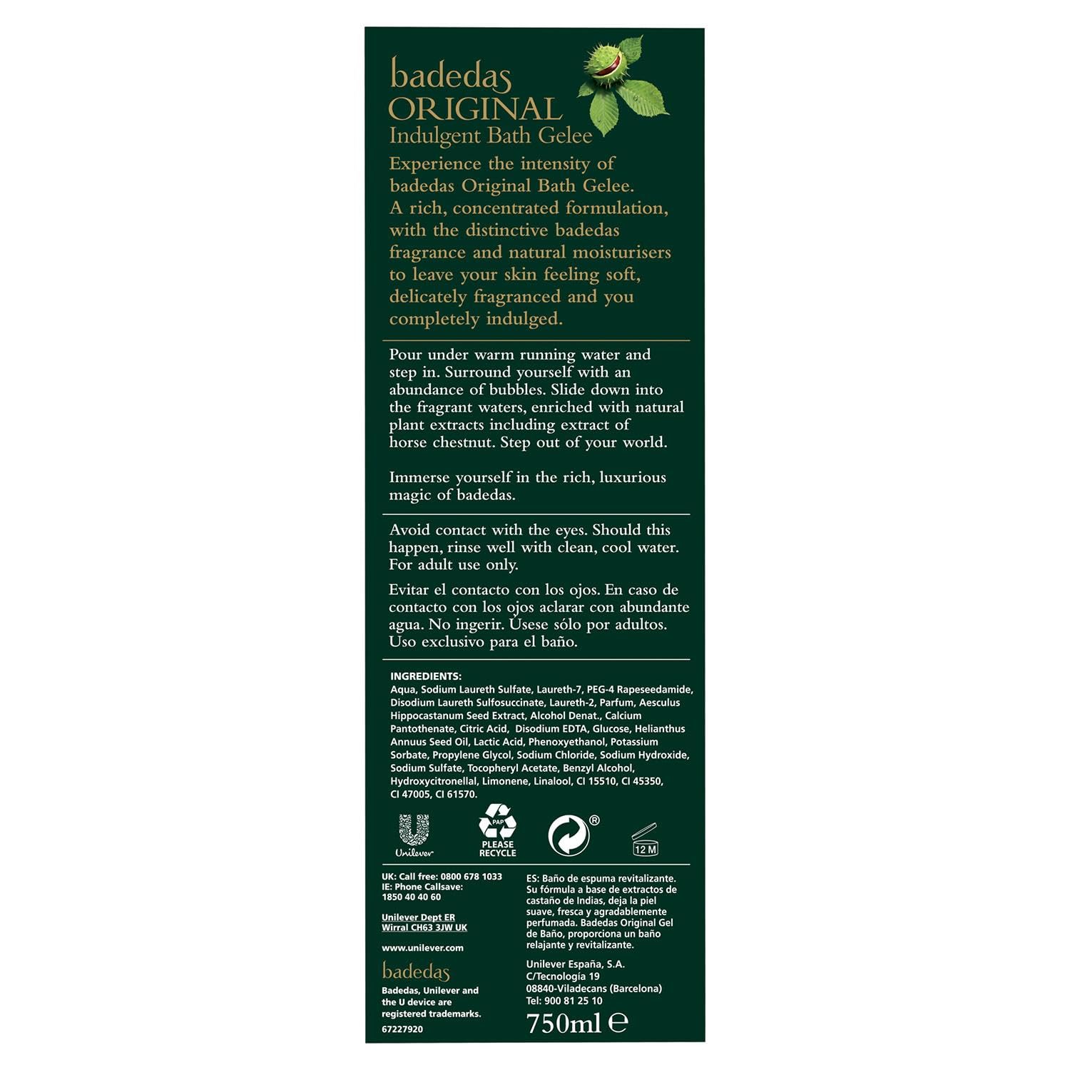 Badedas flacon ambiance forêt, parfum boisé pour une douche apaisante.