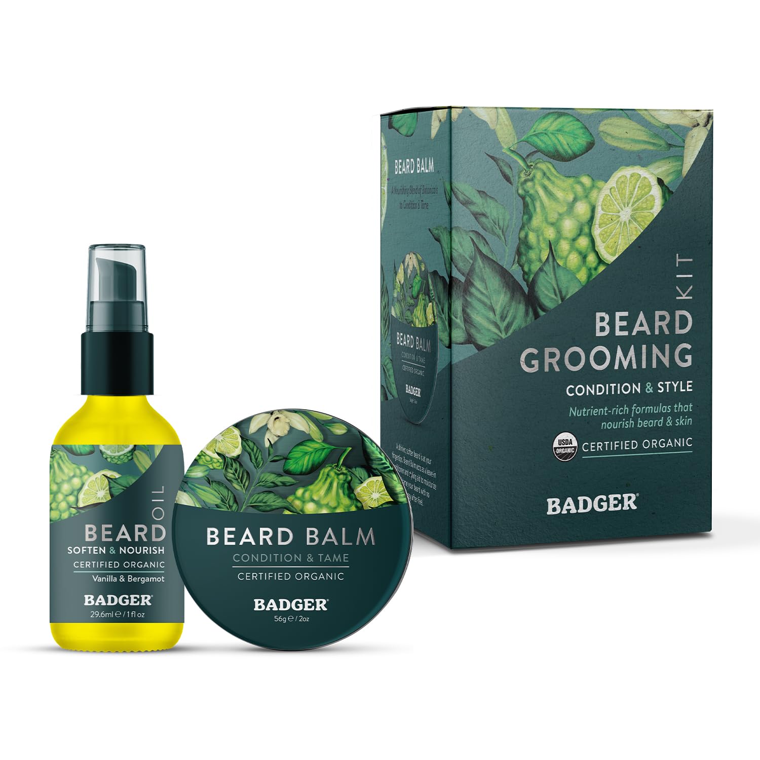 Badger aceite para barba: botella destacada con absorción rápida para uso diario.