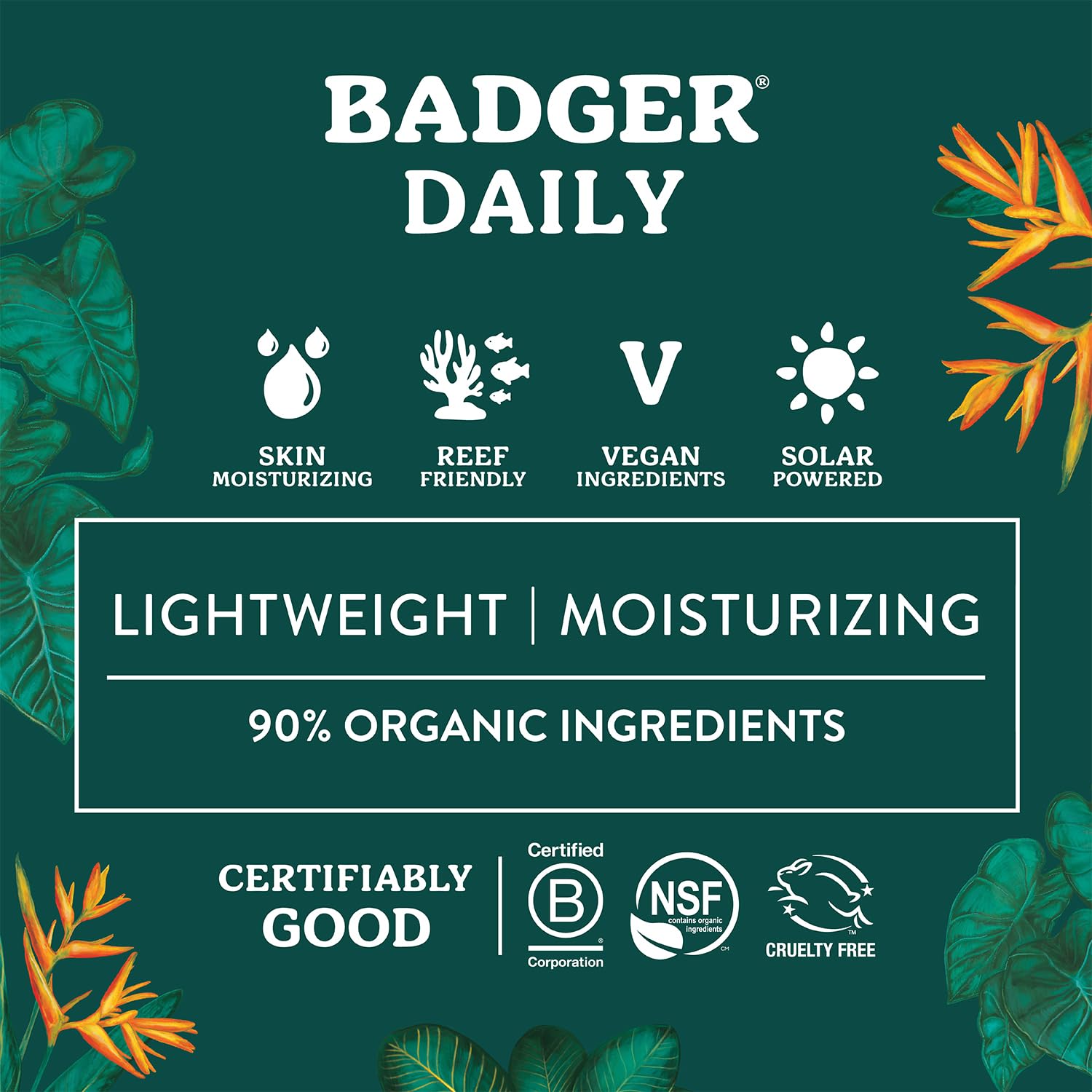 Badger Mineral Daily Sunscreen unscented formula for sensitive skin