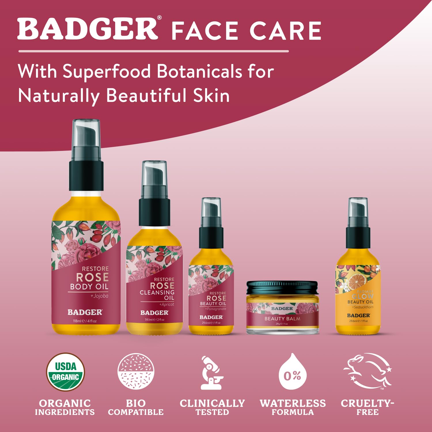 Aroma suave a rosa de Badger Rose Beauty Balm