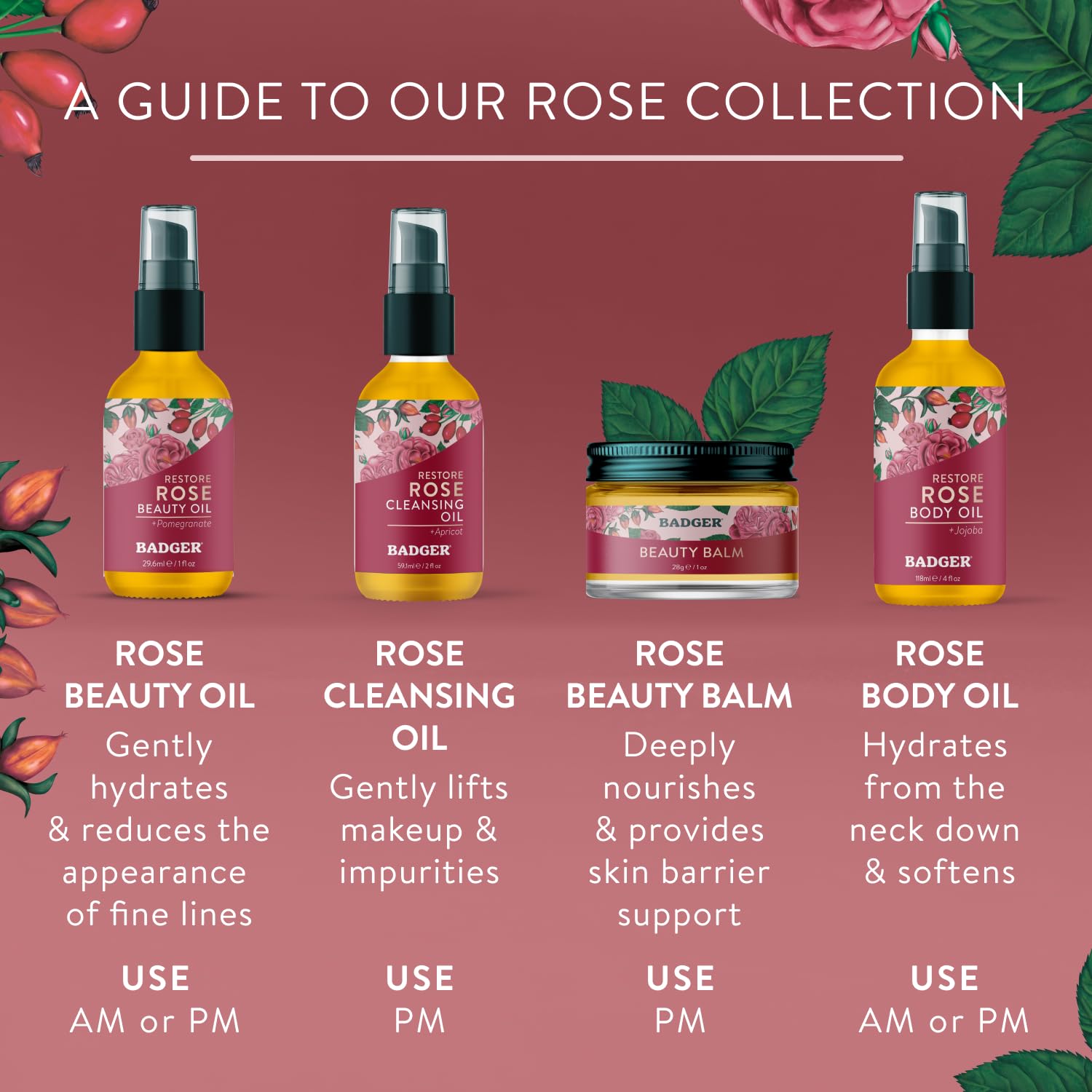 Envase sostenible de Badger Rose Beauty Balm para consumo responsable
