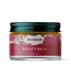 Badger Rose Beauty Balm en frasco de vidrio para hidratación facial