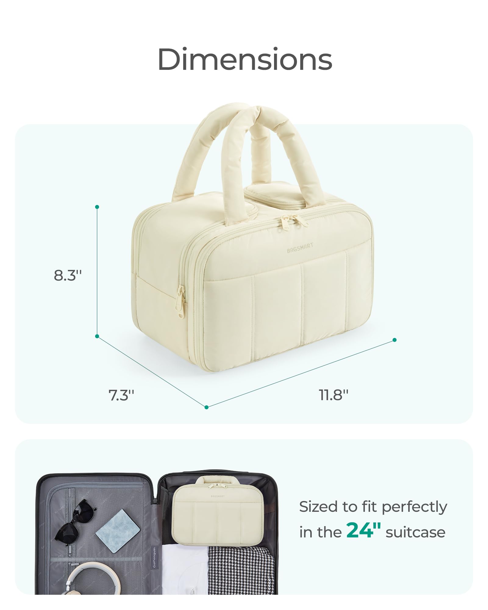 BAGSMART bolsa de uso múltiple para aseo, maquillaje o kit de afeitado.